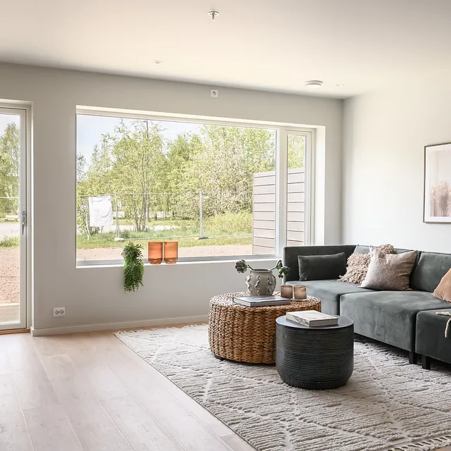 Lys stue med sofa og fin dekor